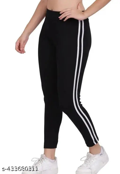 Striped cotton blend sports jeggings pack of 2 for yoga and various sports, available in 6 sizes (S-3XL) made in India