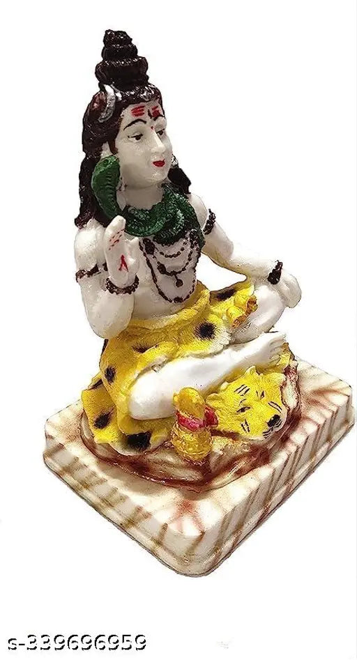 Marble look Shiv Mahadev statue for home decor, temple, or office. Indian marble sculpture Murti with spiritual and festival appeal