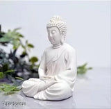 White poly resin meditating Buddha figure, 55 inch tall, ideal for home decor or gifts