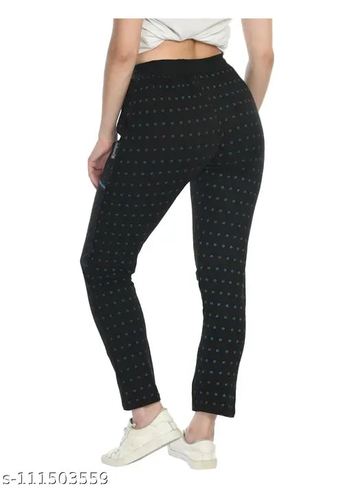 Printed cotton track pants for women, pack of 3