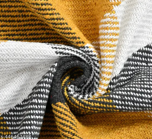 Soft and plush checked pattern cotton throw blanket, 100% cotton, 50x60 inches, perfect for bed, couch, or sofa chair