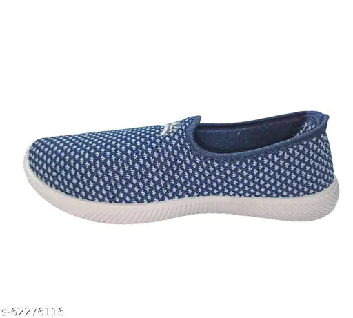 Blue white casual shoes and cream slipper combo (2 pack) - lightweight, mesh, foot-friendly women's sneakers with closed back, printed design