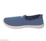 Blue white casual shoes and cream slipper combo (2 pack) - lightweight, mesh, foot-friendly women's sneakers with closed back, printed design