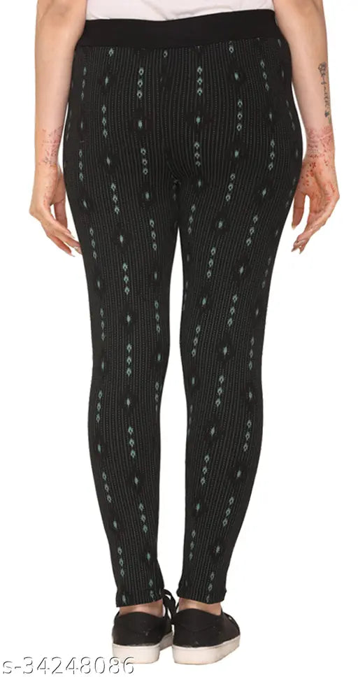 Printed cotton blend free-size jegging by SHAUN for women, perfect fit and style