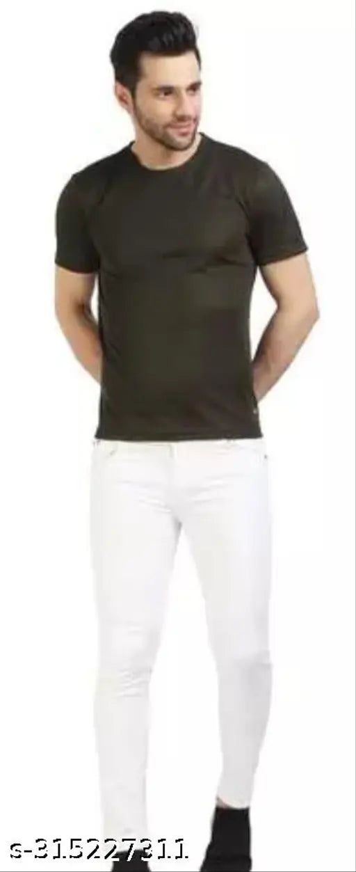 MOD Men plain white jeans cotton blend, solid, size 28, 30, or 32 for men, Indian origin