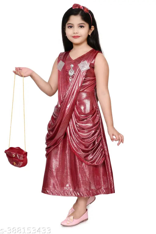 High-quality sleeveless maxi dress for girls in Lycra blend, Indian design
