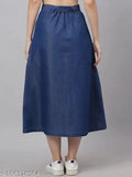Blue denim western skirt with belt and two front pockets, high-quality denim, versatile and trendy, suitable for all seasons and occasions