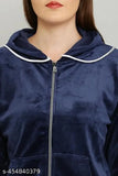 Long-sleeved velvet Women's Solid Super Softy Cord-Set, soft and warm winter fabric, India origin