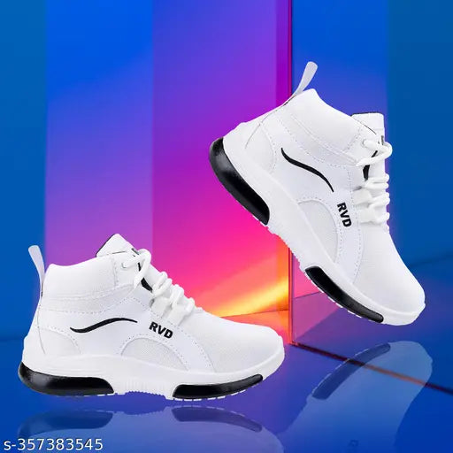 White sneakers with black laces and white soles