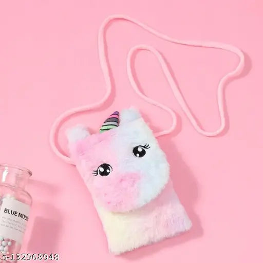 Soft unicorn-themed sling bag, cartoon-style design