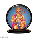 Hanuman Bajrang Bali Car Dashboard Idol, wooden finish prelaminated glossy showpiece for positive vibes, made in India