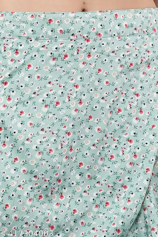 Black, red, and white printed rayon skirt