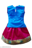 Girls traditional silk cotton lehenga choli set with gift, sleeveless, embroidered, solid colored, ready-to-wear children's festive outfit (India)