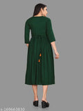 Embroidered viscose rayon kurti for women, three-quarter sleeves. Indian designer outfit perfect for functions, weddings, parties." (123 characters)