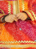 Cotton anarkali Kurta and dhoti pants set for girls, festive party wear with printed pattern, sizes: 3-6 months, 6-12 months, 1-2 years, 2-3 years. Made in India