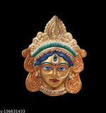 Handcrafted metal Durga Maa wall hanging, Indian artifact for religious home decor, 14cm x 12.5cm x 4cm