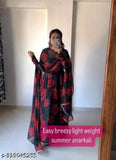Georgette Anarkali gown set with dupatta, printed long sleeve for women. Single size S (bust 36in), L (bust 40in). Made in India