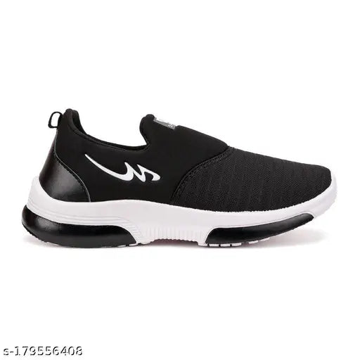 Black and white casual sports shoe with lace closure