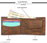 Faux leather men's wallet, fashionable trendy accessory, solid design in free size