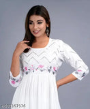 Pink Rayon Kurtis, embroidered combo - S (Bust 36in, Length 42in), Indian handcrafted embroidery work dress