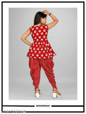 Printed cotton Reyon anarkali top and dhoti set with dupatta for kids girls - Indian designed outfit in vibrant print, ideal for events and family gatherings. Sizes: 4-5Y, 5-6Y, 6-7Y, 7-8Y, 8-9Y, 9-10Y, 10-11Y, 11-12Y, 12-13Y, 13-14Y. Origin: India