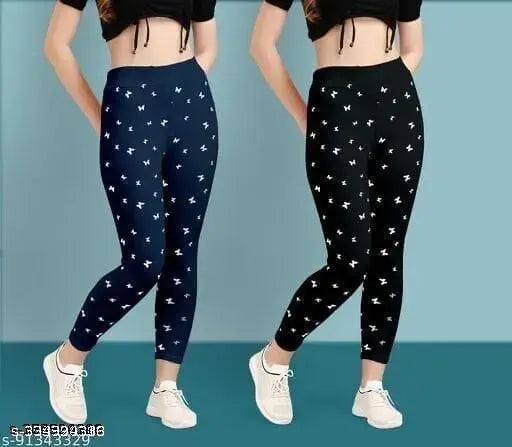Cotton blend printed net women's jeggings pack of 2, comfortable and stylish leggings for everyday wear, versatile design offers multiple styling options