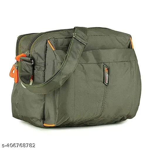 Black polyester sling bag with adjustable strap