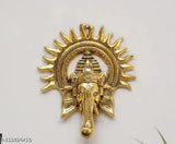 Golden metal Lord Ganesh with Surya Kiran wall hanging, 23cm x 19cm, for Vastu decoration and prosperity