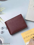 Men's beige PU artificial leather wallet with 9 card slots and 2 compartments, textured pattern, free size (11cm x 9cm), made in India