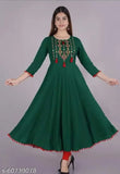 Dark green, embroidered, long-sleeve kameez with matching dupatta