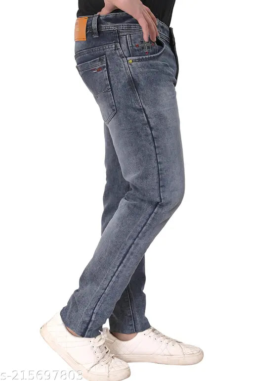 Hibok men's solid denim jeans, dark indigo wash, size 32 (Indian market)