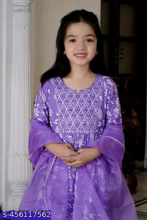 Rayon kids Classy Girls Top & Bottom Set in printed styles for 5-12 years, three-quarter sleeves
