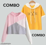 Denim Art colorblock cotton-blend hooded T-shirts (pack of 2), perfect for summer with long sleeves and varied sizes