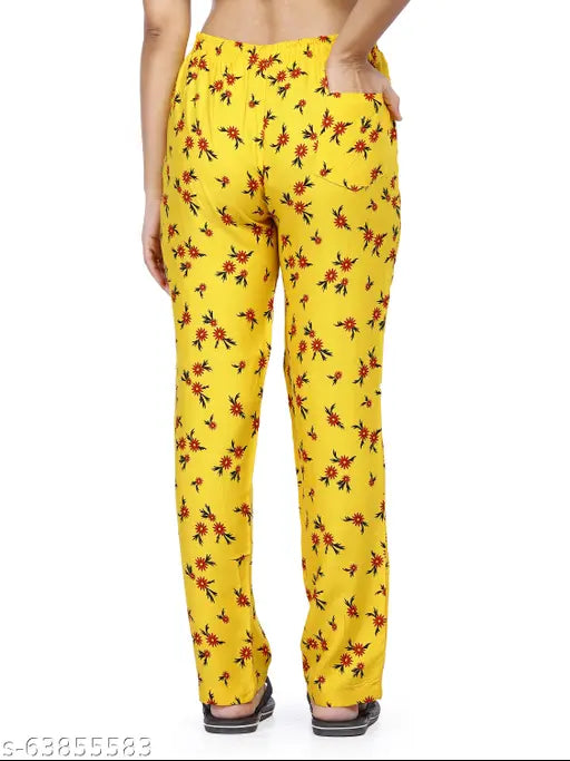 Yellow and orange leopard print pants, ladies wear