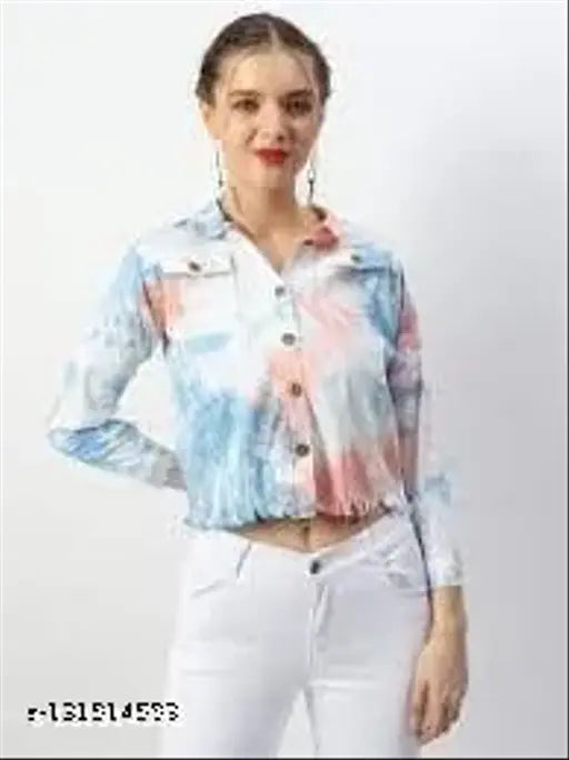 Cotton blend printed jacket for women/girls, long sleeves, stylish and attractive design, Indian origin