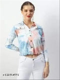 Cotton blend printed jacket for women/girls, long sleeves, stylish and attractive design, Indian origin