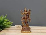 Brass Vishnu Laxmi on Garuda Dev Murti Statue, 5.5 x 2 x 2 inches, handcrafted Indian God Idol for home decor and spirituality