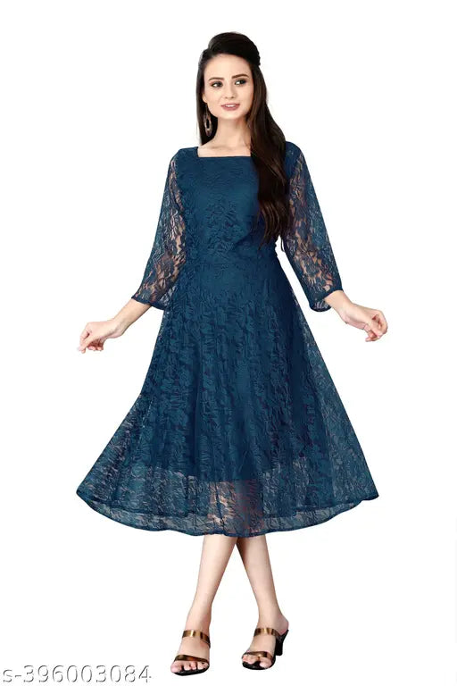 Net material Anarkali kurti, three-quarter sleeves, printed combo. Women's latest designer party wear kurti from HARRICA, suitable for various occasions and pairings. India origin