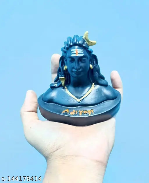 Resin Adiyogi statue for car accessories, dash board pooja. Miniature version of 112-feet Incredible India statue. Suitable for home and office decor." (103 characters)