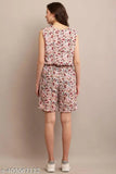 Trendy rayon sleeveless printed net nightsuit, attractive style for women (Size S, Bust 28in, Length 36in, Waist 28in)
