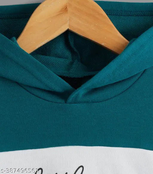 Being Wanted Boys Fullsleeve Hooded Neck Dark Green Cotton Sweatshirt