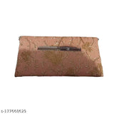Womens handcrafted beige and gold floral embroidered clutch bag, with a long rectangular shape featuring a side zip closure