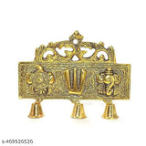 Gold-plated aluminum Tirupati Shankh Chakra Latkan, 6.5cm x 5.5cm x 5.5cm. Hindu home/office decor, symbolizing Lord Vishnu's power & peace
