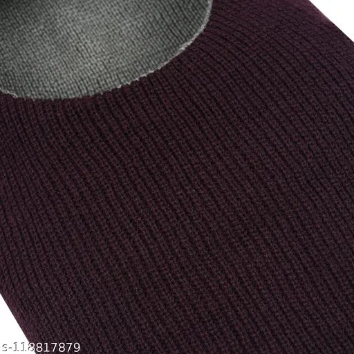 Maroon wool Men's Balaclava/Monkey Cap. High-quality, reversible, and lightweight winter headwear for both men and women, made in India