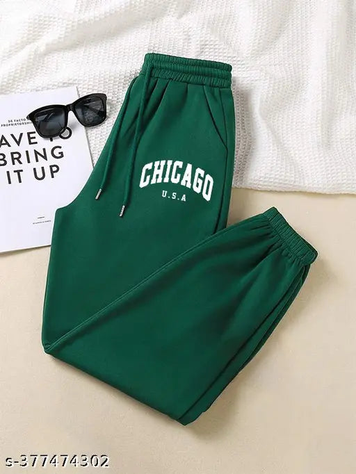 Green stretchy jogger pants, slim fit, women's sportswear, casual athletic wear