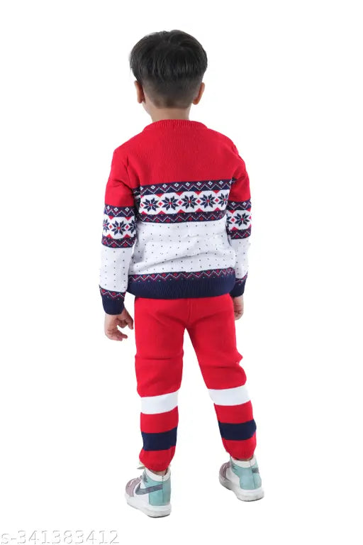 Multicolor wool round neck sweater for boys and girls, vibrant colorblock design for winter fashion