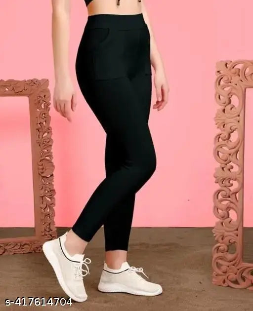 Stylish cotton blend jeggings combo pack of 2, soft and stretchable sport wear in solid colors for women's fashion, available in multiple sizes