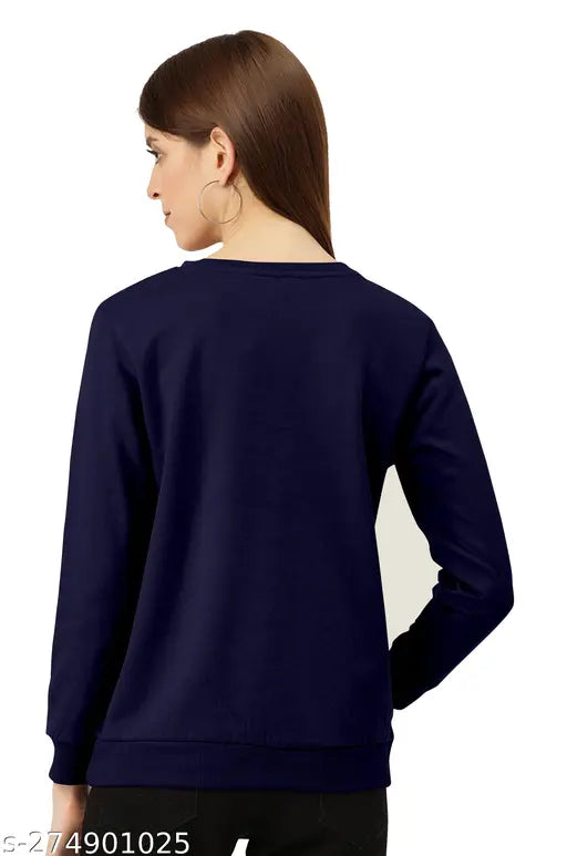 Maroon and blue women's printed round-neck T-shirt, long sleeves, cotton fabric