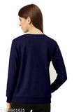Maroon and blue women's printed round-neck T-shirt, long sleeves, cotton fabric