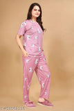 Women's printed co-ords set, polycotton night suit and dress T-shirt pyjama combo on lowest price. Printed pattern long sleeve top and bottom